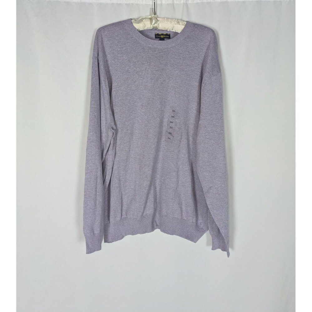 Club Room Sweater XXL Men's Purple Crewneck Cotton Pullover Preppy Classy